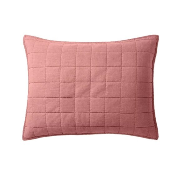 Casaluna Heavyweight Linen Blend Mauve Pink Standard Size Quilted Pillow Sham - Picture 1 of 5